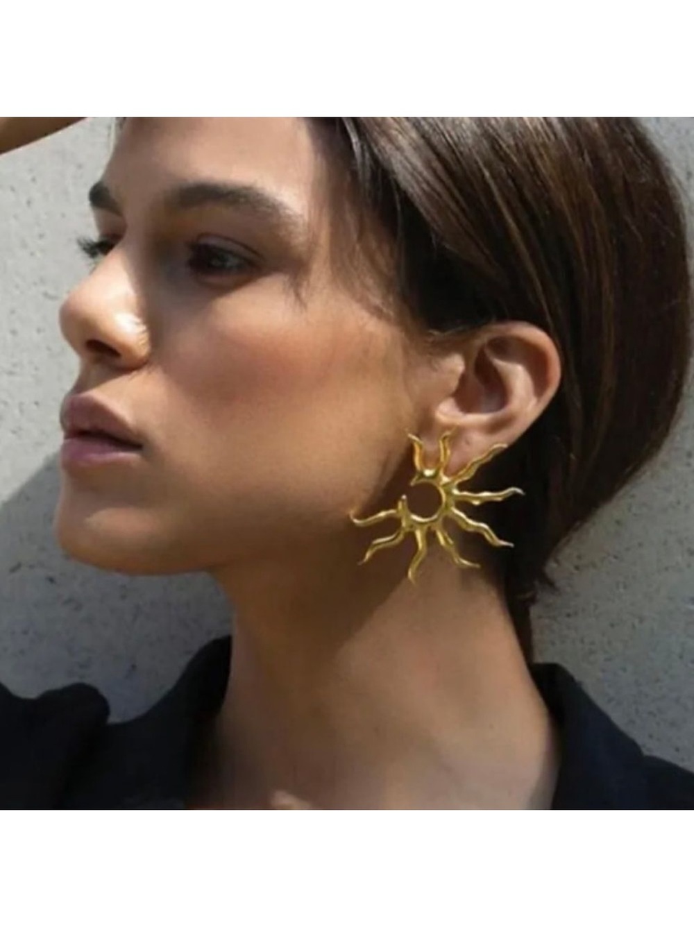 Gold Sunburst Statement Earrings A70
